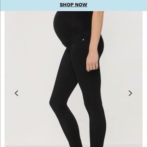 AG Black Sateen Skinny Maternity Jeans